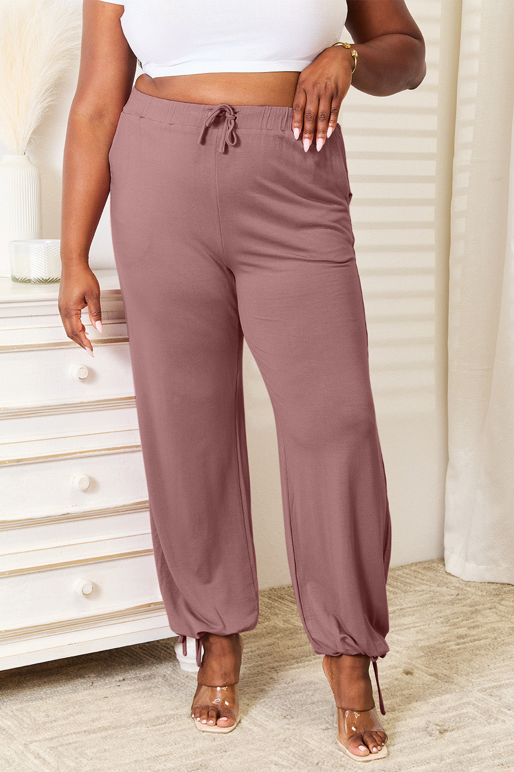 Basic Bae Soft Drawstring Pants with Pockets